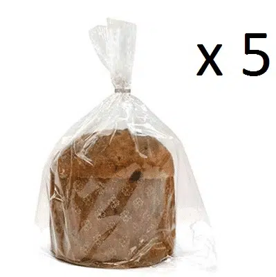 PACK 5 Moldes de papel fino con bolsa y cierre de Panettone 1Kg