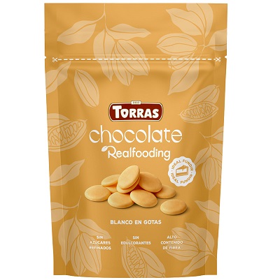 Gotas de Chocolate Blanco endulzado con dátil - sin gluten - REALFOODING 200g