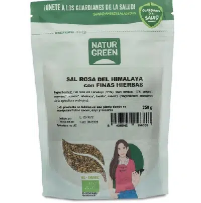 Sal Rosa del Himalaya con finas hierbas - sin gluten - NATURGREEN 250g - 🔴 NOVEDAD 🔴