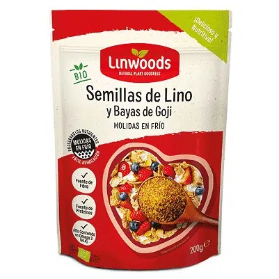 Semillas de lino y bayas de Goji molidas - sin gluten, bio - LINWOODS 200g 🔴 NOVEDAD 🔴